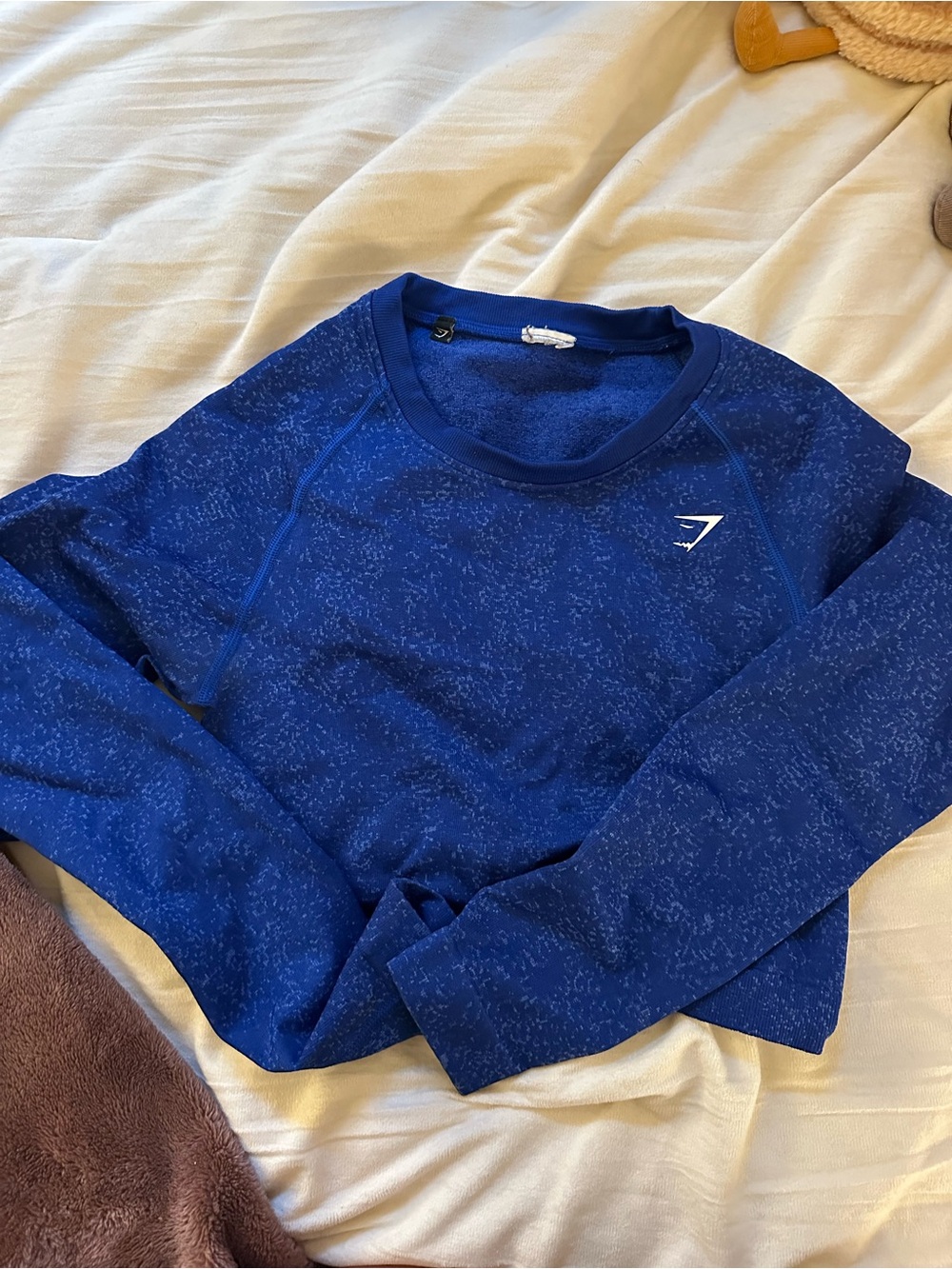 Gymshark Royal Blue Adapt Fleck Cropped Long Sleeve